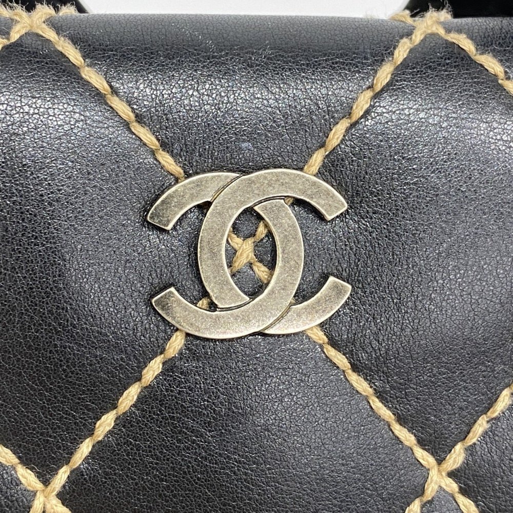 CHANEL Black Leather Wild Stitch Handbag 21x30x10cm Gold Hardware - Picture 10 of 12